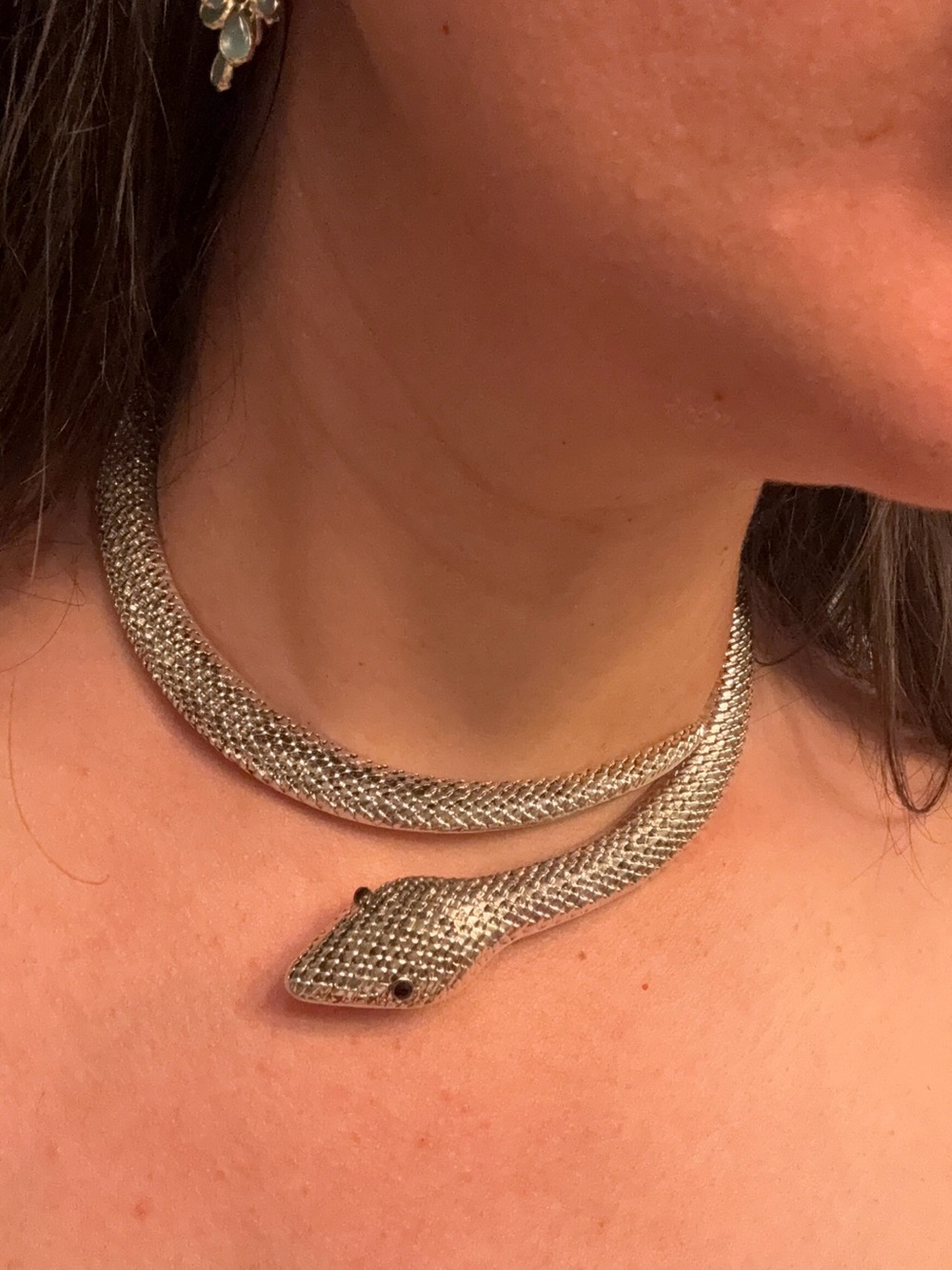 Silver Snake Chain Choker Necklace - Picture 5 of 6